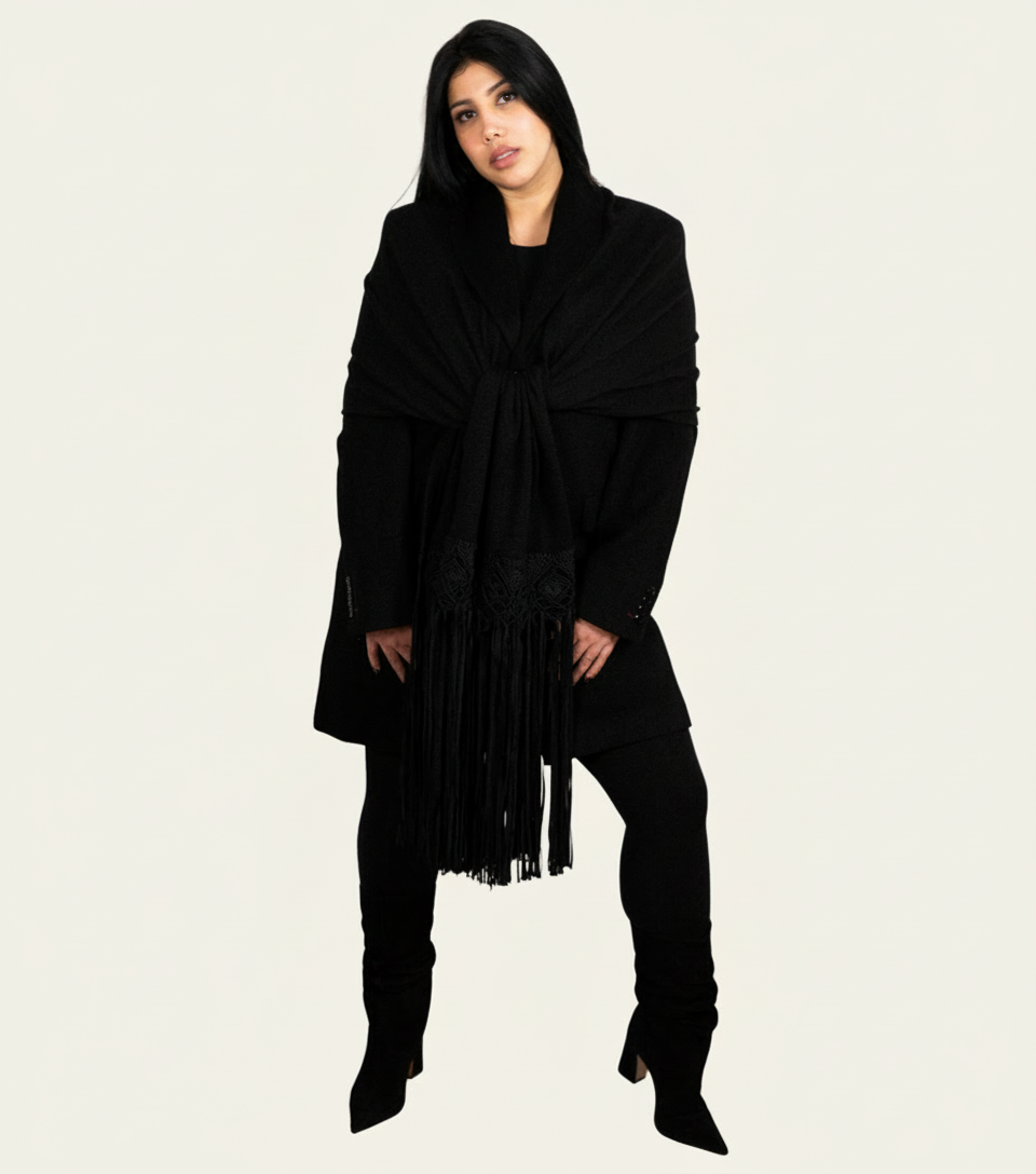 Black braided shawl