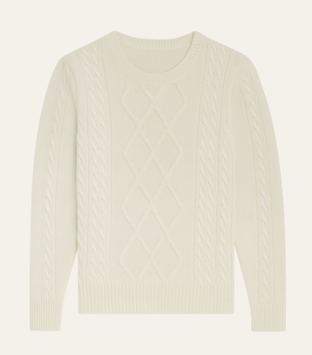 White Braided Puyu Sweater